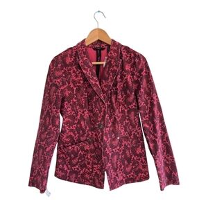 G.I.L.I. Blazer Jacket Women 10 Red Snake Animal Printed Stretch Canvas New